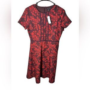 Banana Republic Factory Purple Red Floral Dress with Lace Type Insets Size 2